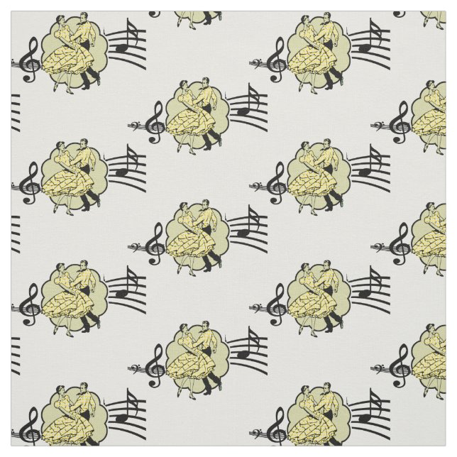 Square Dance Couple Yellow Karo Dance Music Stoff (Muster)
