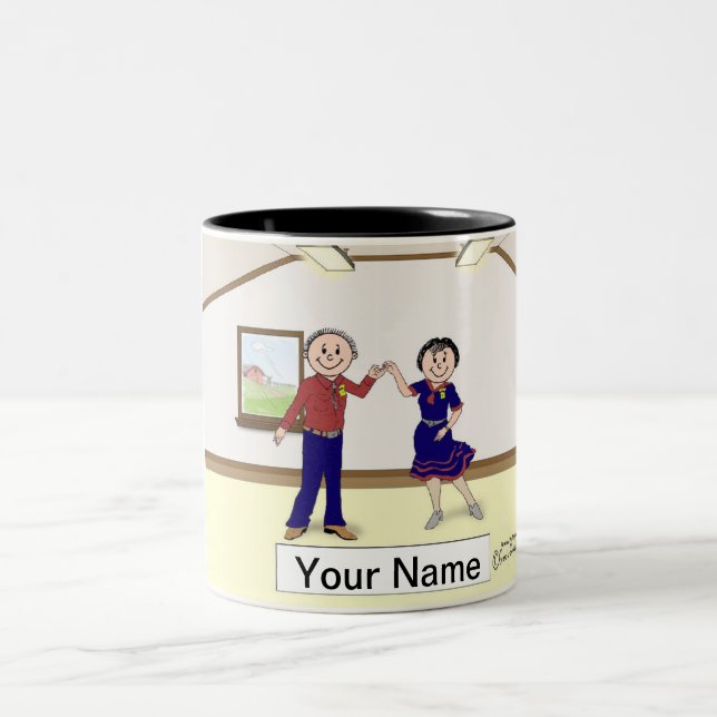 Square Dance Couple Zweifarbige Tasse (Mittel)