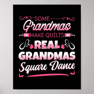 Square Dance Four Paares Folk Dancer Grandma Gran Poster