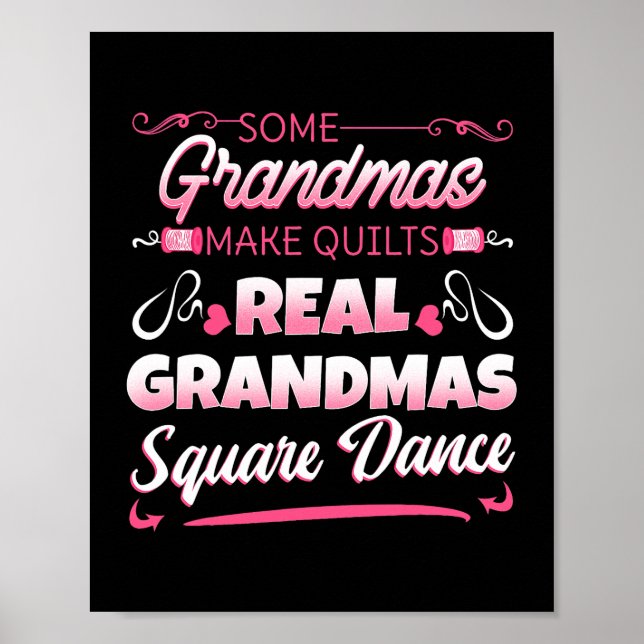 Square Dance Four Paares Folk Dancer Grandma Gran Poster (Vorne)