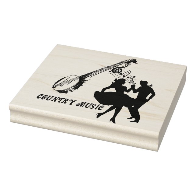 Square Dancers Country Music Banjo Art Gummistempel (Stempel)
