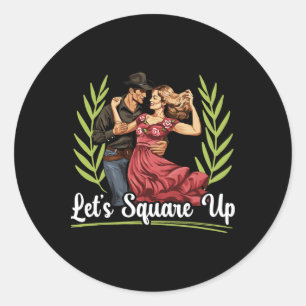 Square Dancing American Folk Dance Square Dancer Runder Aufkleber