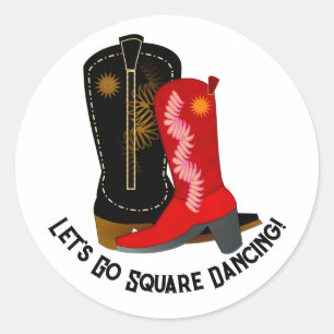 Square Dancing Boots Runder Aufkleber