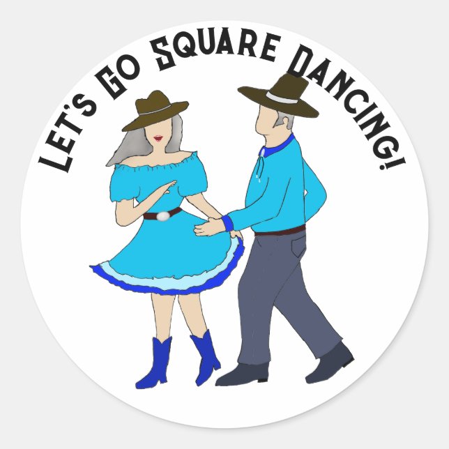 Square Dancing Couple Runder Aufkleber (Vorderseite)