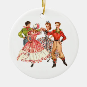 Square Dancing Keramik Ornament