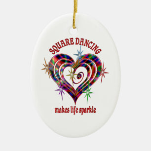 Square Dancing Sparkles Keramik Ornament