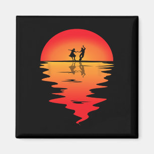 Square Dancing Sunset Square Dancer Vintag Square Magnet