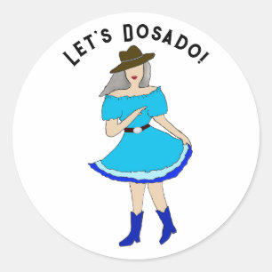 Square Dancing Woman Runder Aufkleber