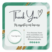 Square Dankeschön Business-Sticker - Grüner Marmor