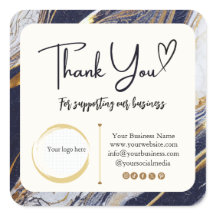 Square Dankeschön Business-Sticker - Marmordesign