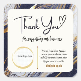 Square Dankeschön Business-Sticker - Marmordesign Quadratischer Aufkleber