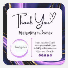 Square Dankeschön Business-Sticker - Marmordesign Quadratischer Aufkleber