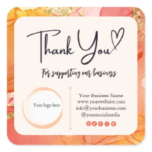 Square Dankeschön Business-Sticker - Marmordesign