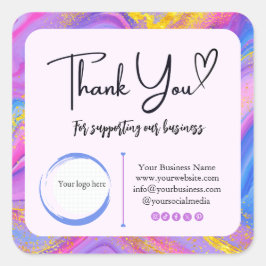 Square Dankeschön Business Stickers - Unicorn