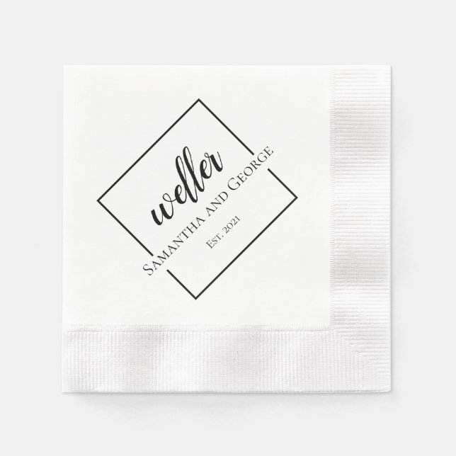 Square Design Personalisiert Wedkin Napkin Serviette (Vorderseite)