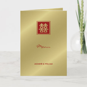 Square Double Happiness Gold Chinesisches Hochzeit Karte