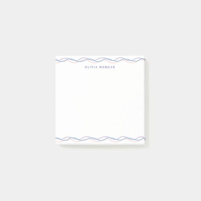Square Elegant wavy border soft pastel Post-it Klebezettel (Vorderseite)