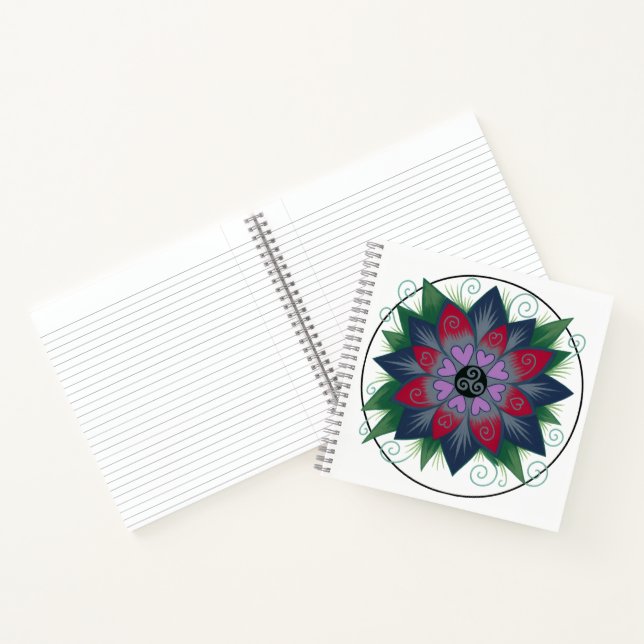 Square floral hearts mandala notebook notizbuch (Innenseite)