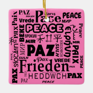 Square form PEACE Worte Weihnachtsdekoration Keramikornament