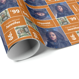 Square Foto Abschluss Class Jahr Burniere Orange Geschenkpapier