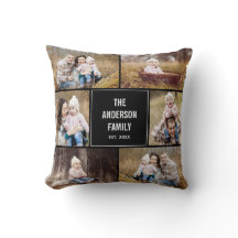 Square Foto Collage Custom Throw Pillow