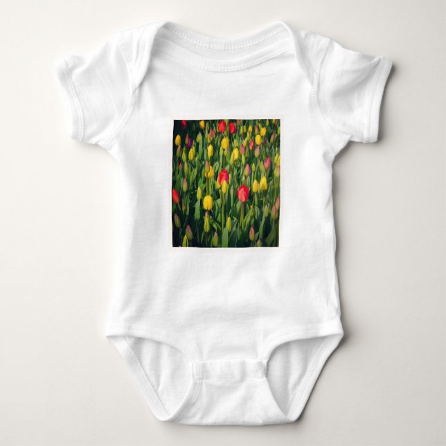 Square Foto - Farbenfrohe Tulissen Baby Strampler (Vorderseite)