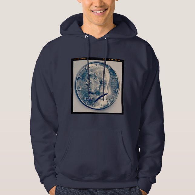Square Foto - JFK, halber Dollar Hoodie (Vorderseite)
