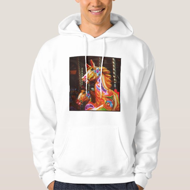Square Foto - Merry-go-round Horses 02 Hoodie (Vorderseite)