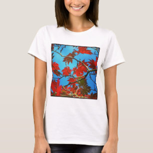 Square Foto - Rote Herbstblätter T-Shirt