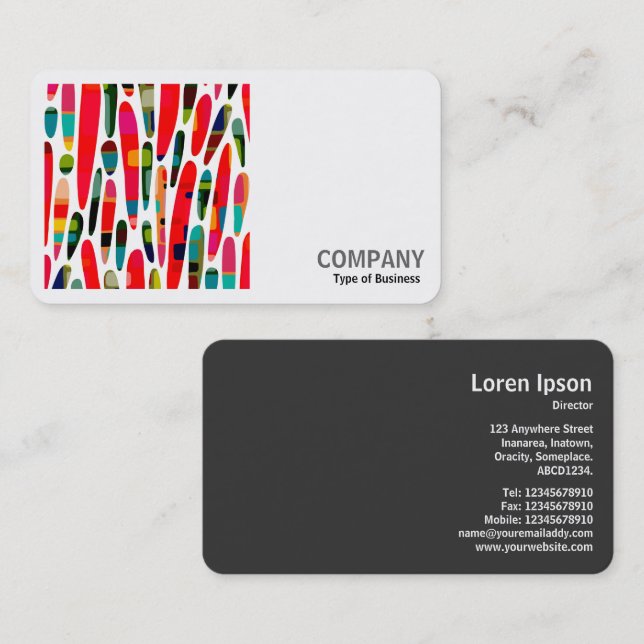 Square Foto (v2) - Collaged Color Splash 150222 Visitenkarte (Vorne/Hinten)