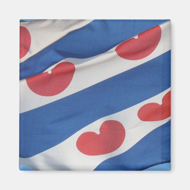 Square Frisian Flag (Fryslan) Kühlschrankmagnet Magnet (Vorne)