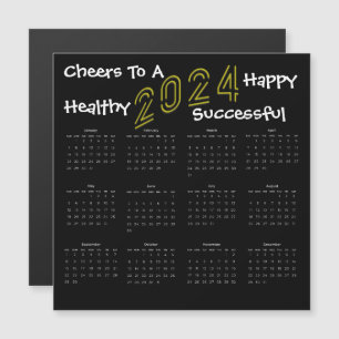 Square Fun 2024 Family Business Calendar Geschenk Magnetkarte