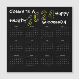 Square Fun 2024 Family Business Calendar Geschenk Magnetkarte