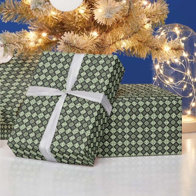 Square Green Textile Classic Modegeschenk Geschenkpapier (Feiertage)