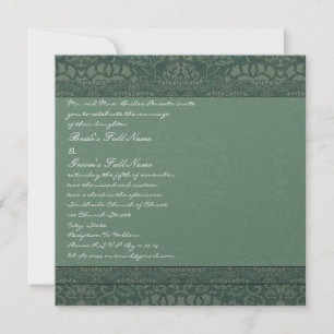 Square Green Vintag Damask Einladung