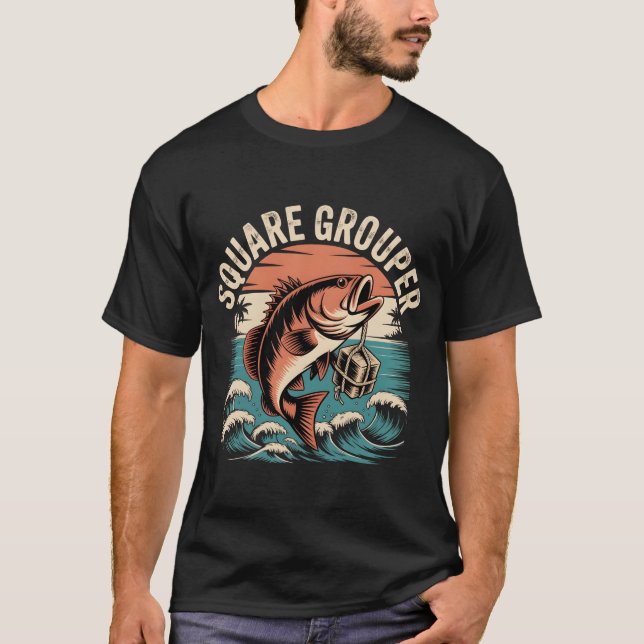 Square Grouper Fishing Design T-Shirt (Vorderseite)