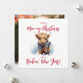 Square Highland Kuw Christmas Foto Card Feiertagskarte