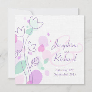 Square Hochzeit laden grafische moderne Blume Blät Einladung