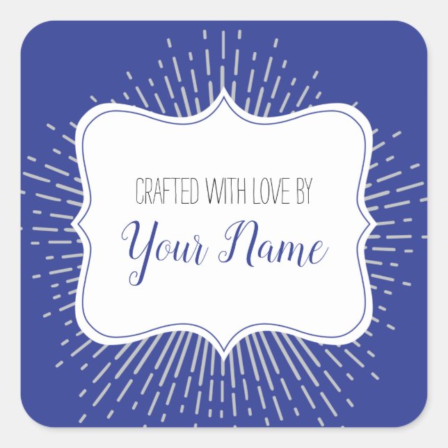 Square Holiday Gift Label Sticker (blau) (Vorderseite)