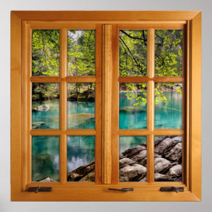Square Imitats Window Illusion - Calming Lake Poster