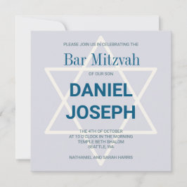 Square jewish star Bar Mitzvah Einladung - blau