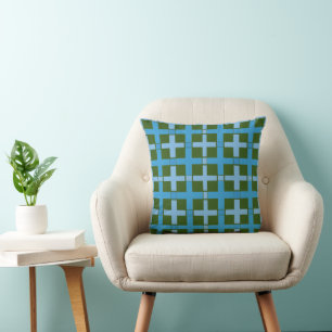 Square Karo Pattern Blue Green Kissen