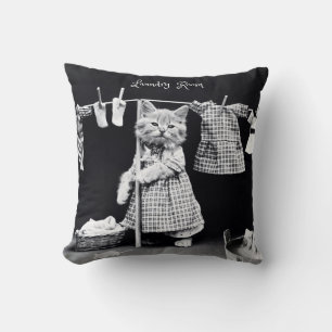 Square Kissen, Cat Hanging Wäsche Kissen