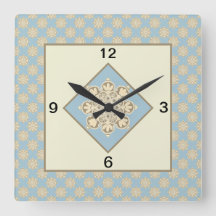 Square Kitchen Clock Medallin am Himmel blau