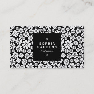 Square Label 01a - 8 Petals - (Gold) auf schwarz Visitenkarte