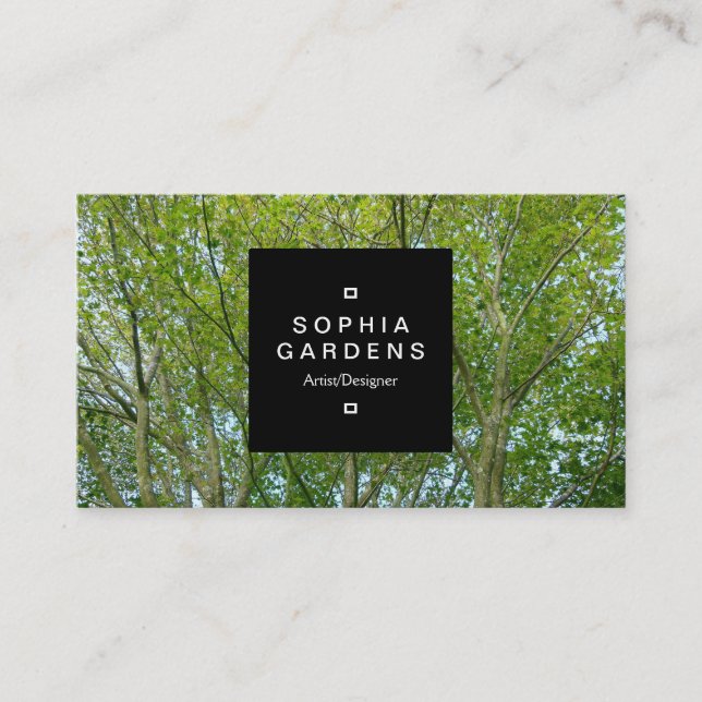 Square Label 01a - Bäume im Frühling Visitenkarte (Vorderseite)