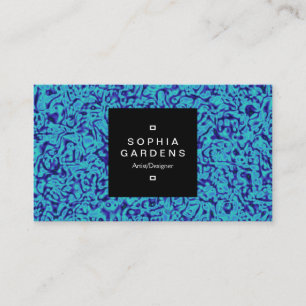 Square Label 01a - Blue Marbling Visitenkarte