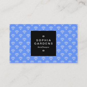 Square Label 01a - Diamanten - White on Baby Blue Visitenkarte