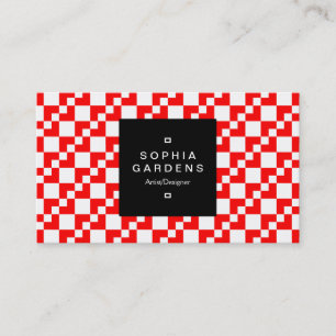 Square Label 01a - Domino Patchwork - Rot Visitenkarte