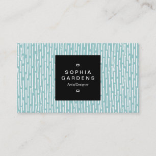 Square Label 01a - Linien - Weiß auf blau-grün Visitenkarte